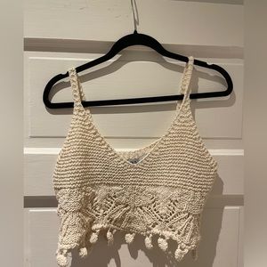 Crochet knit crop top in cream
